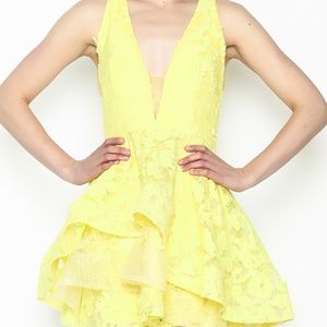 Flirty yellow floral peplum dress